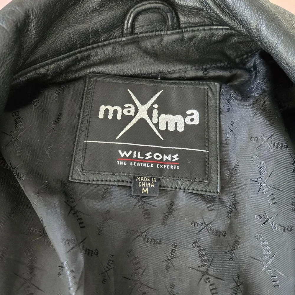 Maxima Wilson's Leather Women's Medium Black Leather Vintage 90s Y2K Jacket Coat - Picture 5 of 6